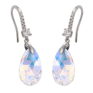 NWT Aurora Borealis Teardrop Pave Swarovski Crystal Earrings
